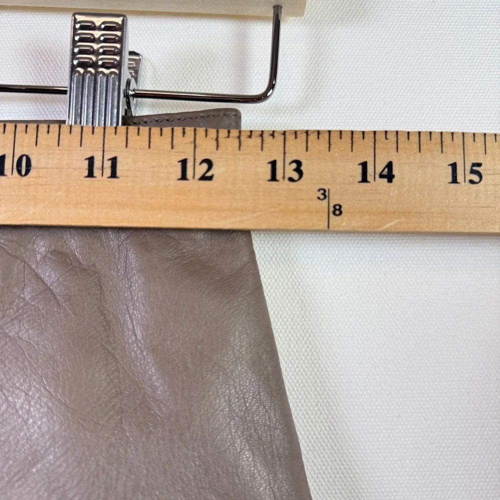 PETITE SOPHISTICATE Taupe Genuine Nappa Leather Pencil Skirt‎ 4
